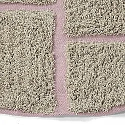 Kulatý koberec - Lindley Natural Cotton Shaggy (béžová/růžová)