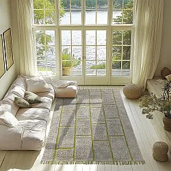 Shaggy koberce - Lindley Natural Cotton Shaggy (šedo/zelená)