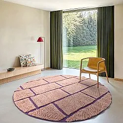 Kulatý koberec - Lindley Natural Cotton Shaggy (růžová/fialová)