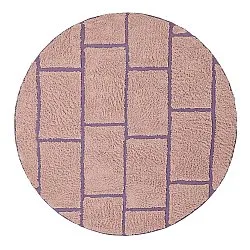 Kulatý koberec - Lindley Natural Cotton Shaggy (růžová/fialová)