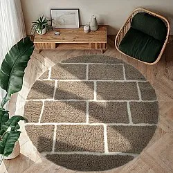 Kulatý koberec - Lindley Natural Cotton Shaggy (taupe/šedá)