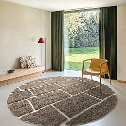 Kulatý koberec - Lindley Natural Cotton Shaggy (taupe/šedá)