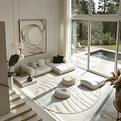 Kulatý koberec - Margo Natural Cotton Shaggy (offwhite)