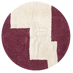 Kulatý koberec - Ricco Natural Cotton Shaggy (offwhite/vínově červená)