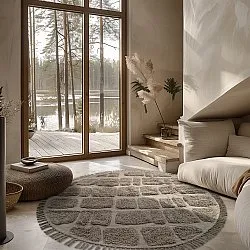 Kulatý koberec - Salem Natural Cotton Shaggy (taupe)