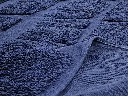 Kulatý koberec - Salem Natural Cotton Shaggy (tmavě modrá)