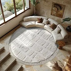 Kulatý koberec - Salem Natural Cotton Shaggy (offwhite)