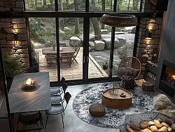 Kulatý koberec - Santi (modrošedá/bílá)