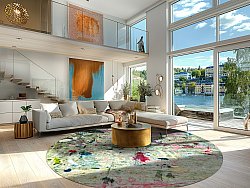 Kulatý koberec - Satriano (šedá/vícebarevná)