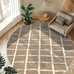 Kulatý koberec - Zola Natural Cotton Shaggy (béžový)