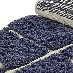 Kulatý koberec - Zola Natural Cotton Shaggy (modrý)