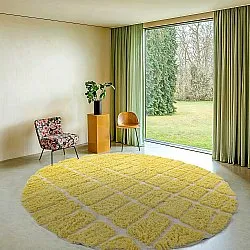 Kulatý koberec - Zola Natural Cotton Shaggy (žluť)