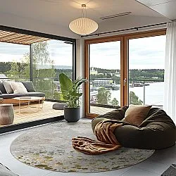 Kulatý koberec - Maude (šedá/zlatá)