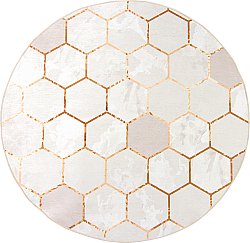 Kulatý koberec - Morino (béžová/bílá/zlatá)