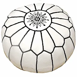 Sedací puf - Marocký kožený puf (bílá/černá)