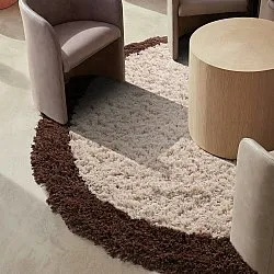 Kulatý koberec - Sagres Natural Cotton Shaggy (lomená bílá/hnědá)