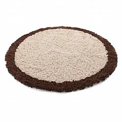 Kulatý koberec - Sagres Natural Cotton Shaggy (lomená bílá/hnědá)