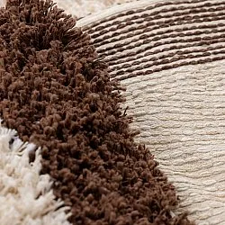 Kulatý koberec - Sagres Natural Cotton Shaggy (lomená bílá/hnědá)