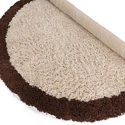 Kulatý koberec - Sagres Natural Cotton Shaggy (lomená bílá/hnědá)