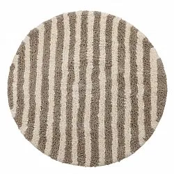 Kulatý koberec - Thira Stripe Cotton Shaggy (krémová/taupe)