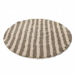 Kulatý koberec - Thira Stripe Cotton Shaggy (krémová/taupe)