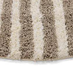 Kulatý koberec - Thira Stripe Cotton Shaggy (krémová/taupe)