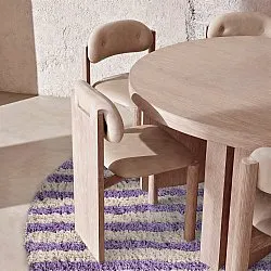 Kulatý koberec - Thira Stripe Cotton Shaggy (krém/světle fialová)