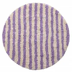 Kulatý koberec - Thira Stripe Cotton Shaggy (krém/světle fialová)