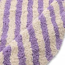 Kulatý koberec - Thira Stripe Cotton Shaggy (krém/světle fialová)