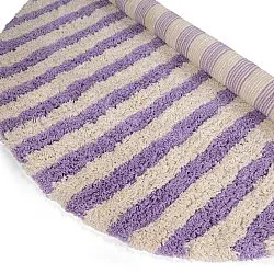 Kulatý koberec - Thira Stripe Cotton Shaggy (krém/světle fialová)