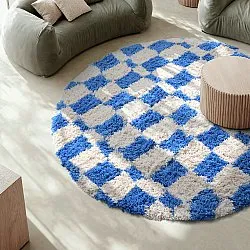 Kulatý koberec - Atrani Natural Cotton Shaggy (modrý)
