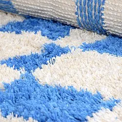 Kulatý koberec - Atrani Natural Cotton Shaggy (modrý)