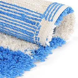 Kulatý koberec - Atrani Natural Cotton Shaggy (modrý)