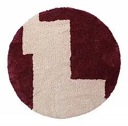 Kulatý koberec - Begur Natural Cotton Shaggy (lomená bílá/vínová)