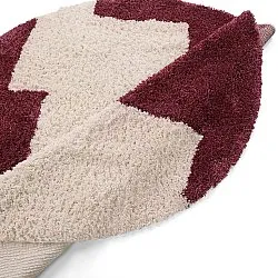 Kulatý koberec - Begur Natural Cotton Shaggy (lomená bílá/vínová)