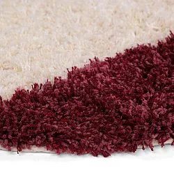 Kulatý koberec - Begur Natural Cotton Shaggy (lomená bílá/vínová)