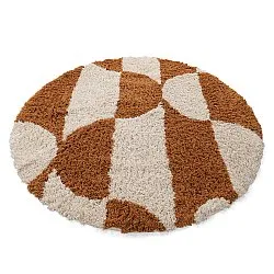 Kulatý koberec - Kalymnos Natural Cotton Shaggy (lomená bílá/okrová)