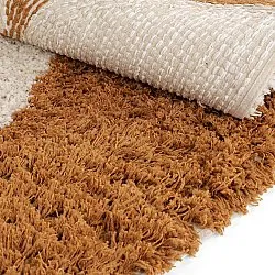 Kulatý koberec - Kalymnos Natural Cotton Shaggy (lomená bílá/okrová)