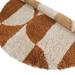 Kulatý koberec - Kalymnos Natural Cotton Shaggy (lomená bílá/okrová)