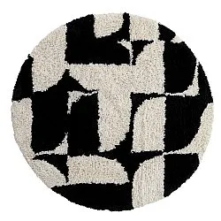 Kulatý koberec - Marvao Natural Cotton Shaggy (lomená bílá/černá)