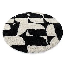 Kulatý koberec - Marvao Natural Cotton Shaggy (lomená bílá/černá)