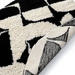 Kulatý koberec - Marvao Natural Cotton Shaggy (lomená bílá/černá)