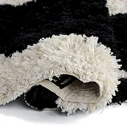 Kulatý koberec - Marvao Natural Cotton Shaggy (lomená bílá/černá)