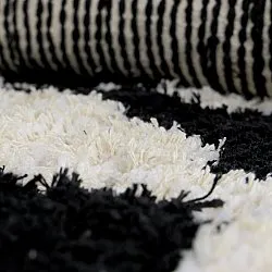 Kulatý koberec - Marvao Natural Cotton Shaggy (lomená bílá/černá)