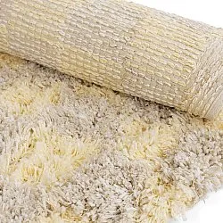 Kulatý koberec - Methoni Check Cotton Shaggy (krémová/světle žlutá)