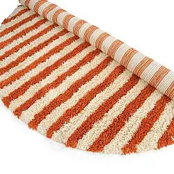 Kulatý koberec - Thira Stripe Cotton Shaggy (světle žlutá/světle oranžová)