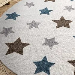 Kulatý dětský koberec - Stars (krémová/vícenásobná)