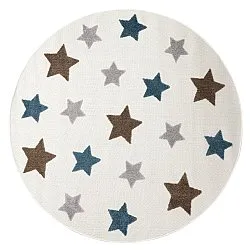 Kulatý dětský koberec - Stars (krémová/vícenásobná)