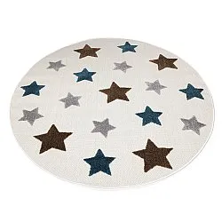 Kulatý dětský koberec - Stars (krémová/vícenásobná)