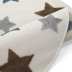 Kulatý dětský koberec - Stars (krémová/vícenásobná)